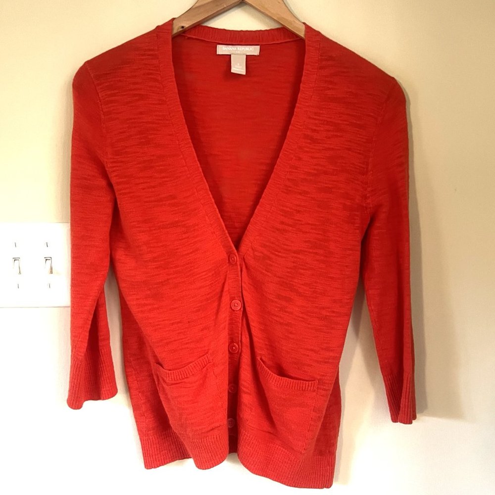 Banana Republic Lightweight V-neck Cardigan, Flame, Size S